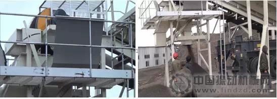 顎破（初級破碎）和一臺圓錐破（二級破碎）組合+一臺篩分設(shè)備（用于回料）